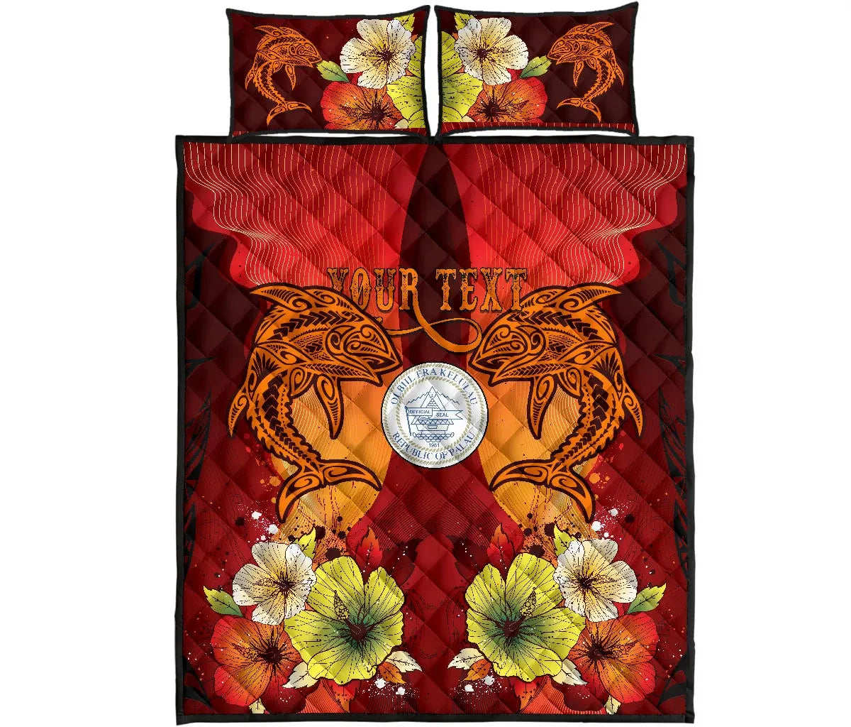 Palau Custom Personalised Quilt Bed Sets - Tribal Tuna Fish