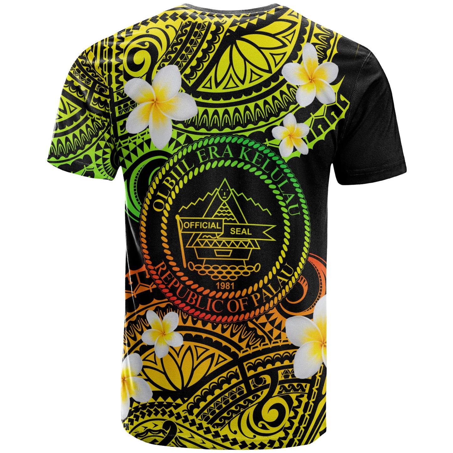 Palau Custom Personalised T-Shirt - Plumeria Polynesian Vibe Reggae