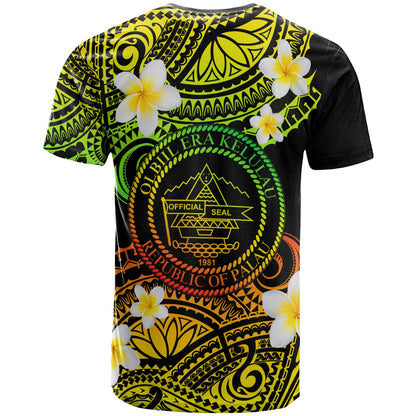 Palau Custom Personalised T-Shirt - Plumeria Polynesian Vibe Reggae