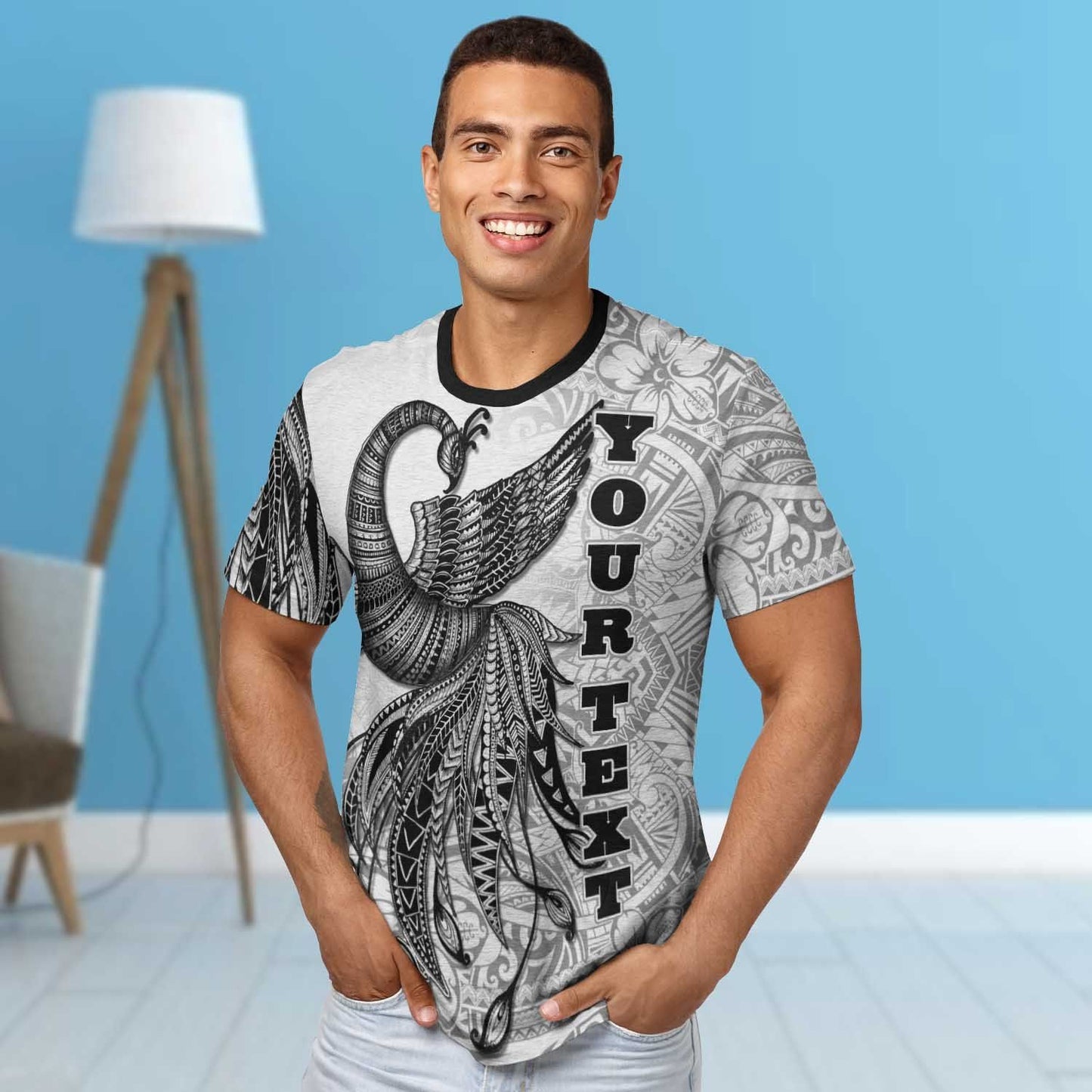 Palau Custom Personalised T-Shirt - Polynesian Phoenix Bird, Fairytales Bird Black
