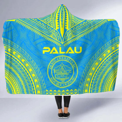 Palau Flag Polynesian Chief Hooded Blanket