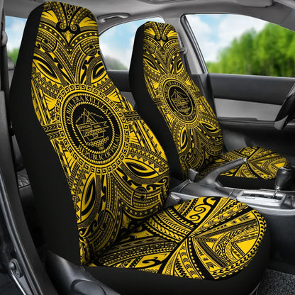 Palau Car Seat Cover - Palau Coat Of Arms Polynesian Gold Black