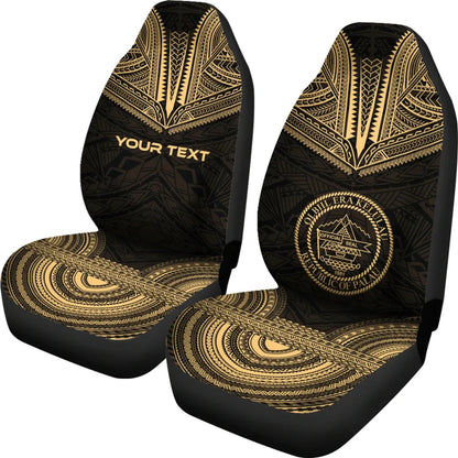 Palau Custom Personalised Car Seat Cover - Palau Seal Polynesian Chief Tattoo Gold Version