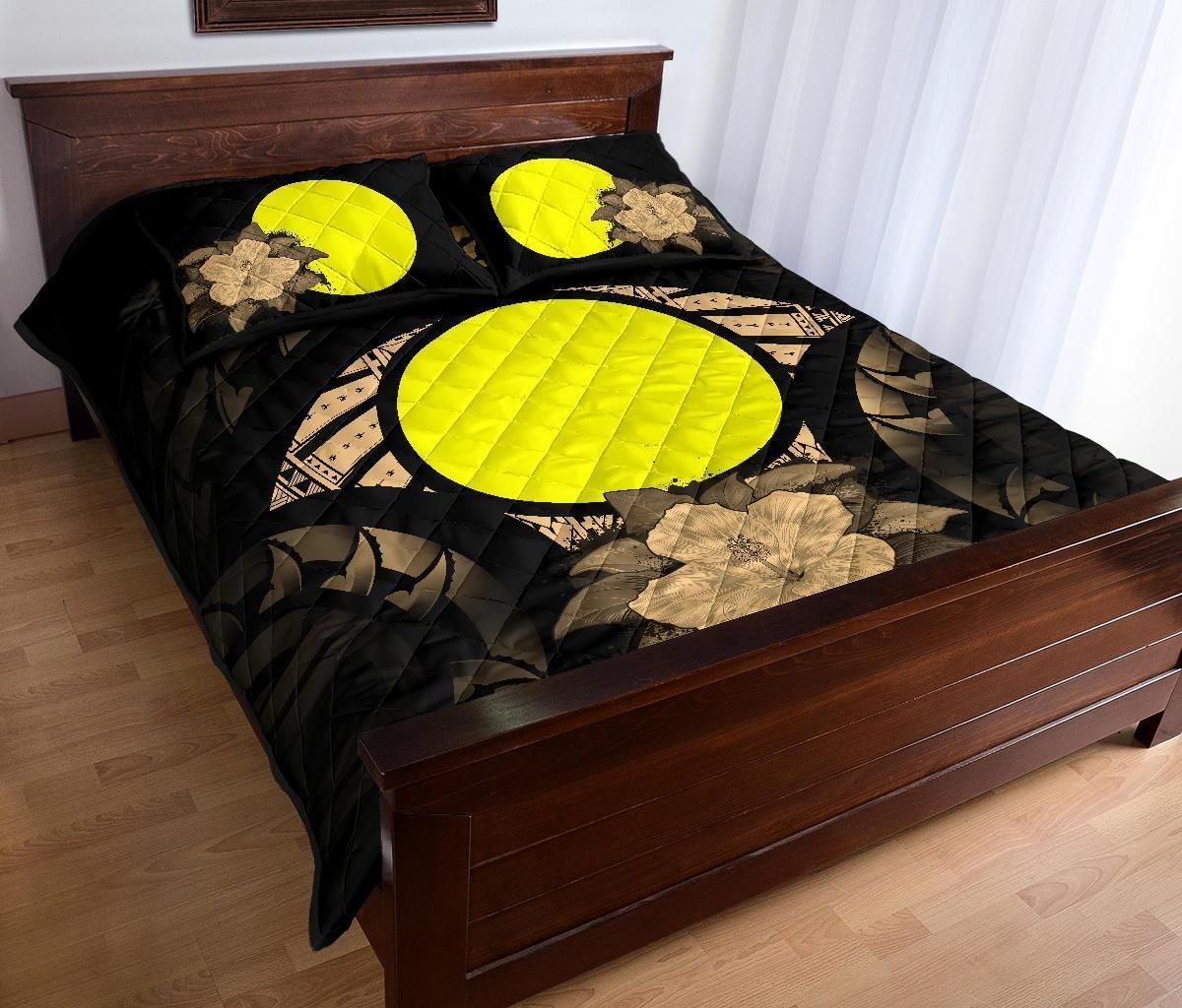 Palau Polynesian Quilt Bed Set Hibiscus Gold