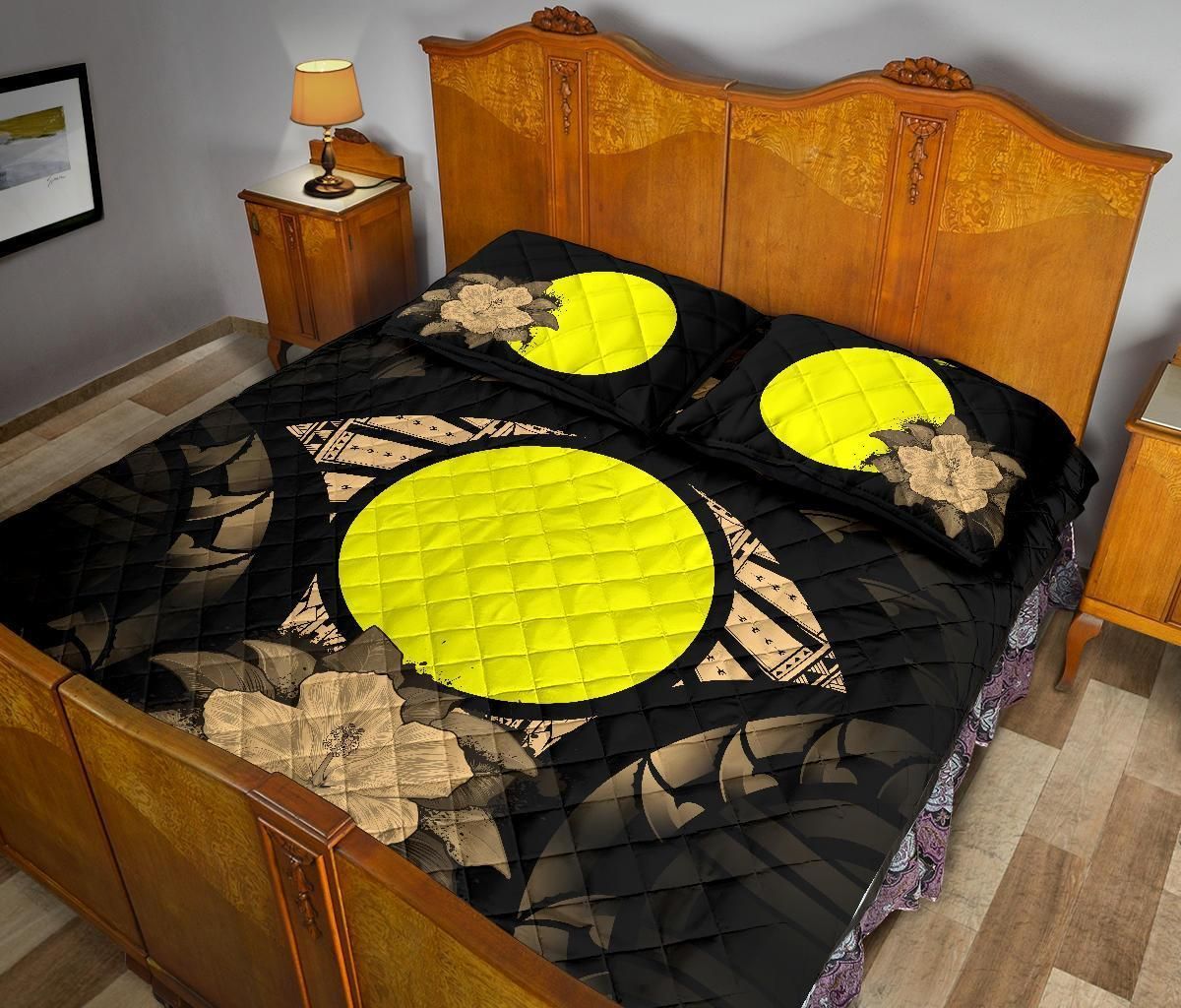 Palau Polynesian Quilt Bed Set Hibiscus Gold