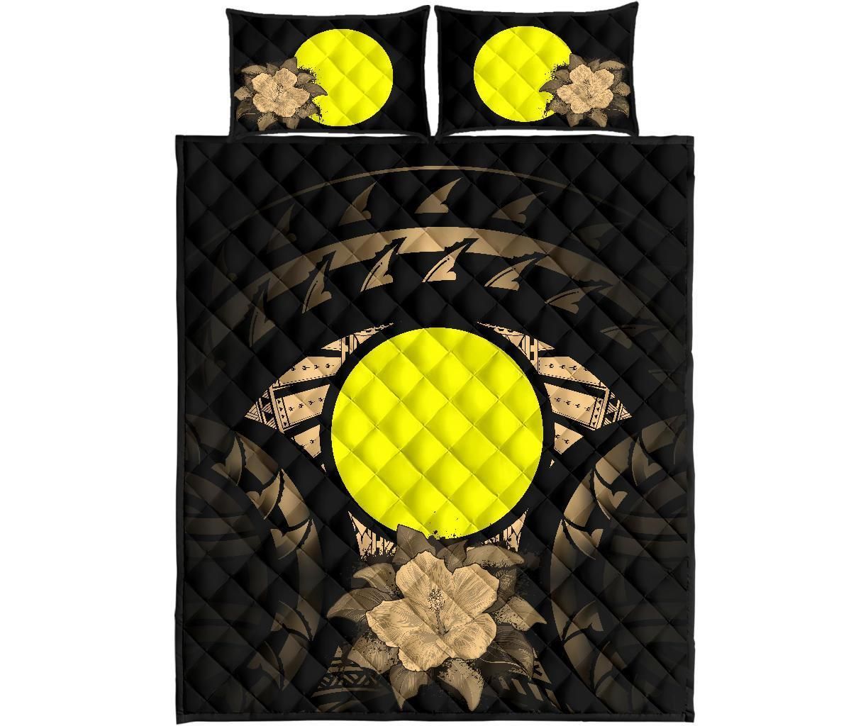 Palau Polynesian Quilt Bed Set Hibiscus Gold