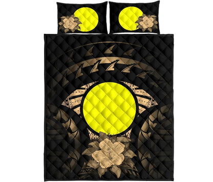 Palau Polynesian Quilt Bed Set Hibiscus Gold