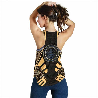 Palau Women Racerback Tank - Polynesian Tattoo Gold
