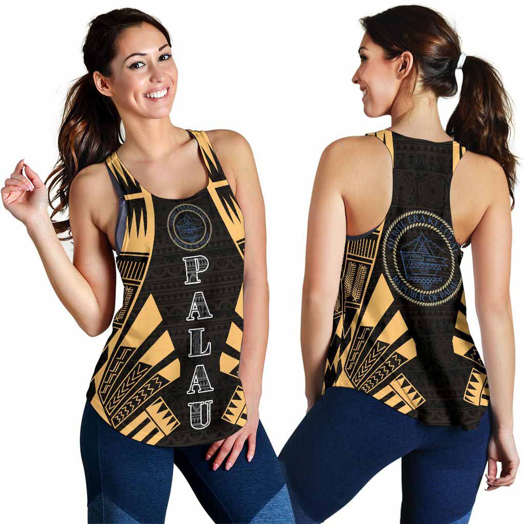 Palau Women Racerback Tank - Polynesian Tattoo Gold