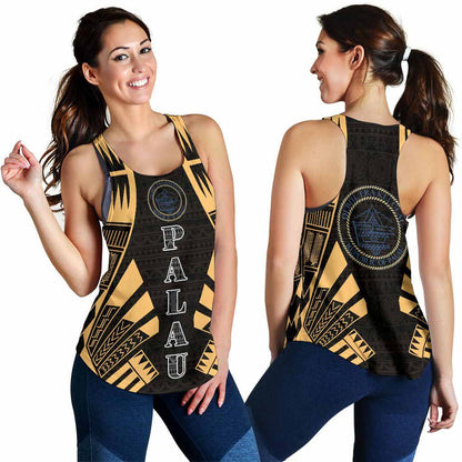 Palau Women Racerback Tank - Polynesian Tattoo Gold