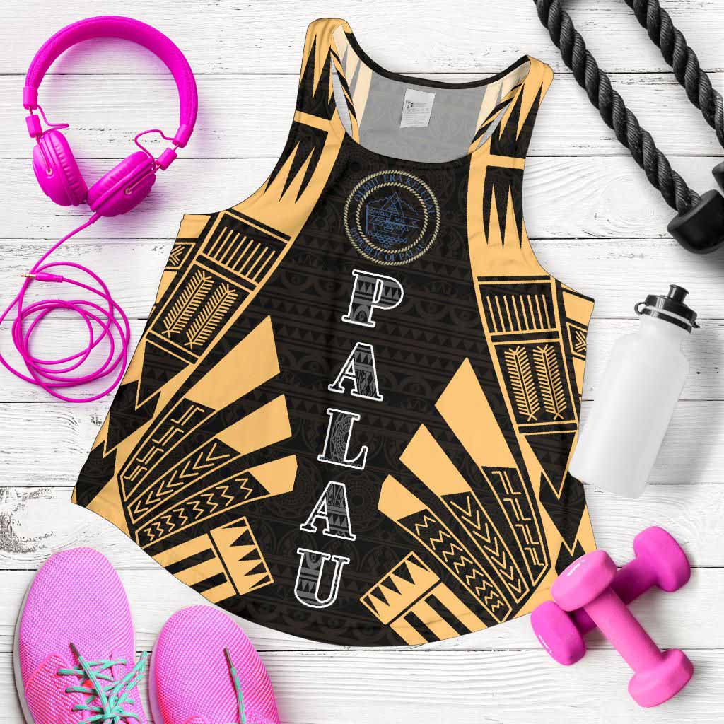 Palau Women Racerback Tank - Polynesian Tattoo Gold
