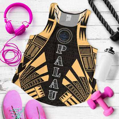 Palau Women Racerback Tank - Polynesian Tattoo Gold