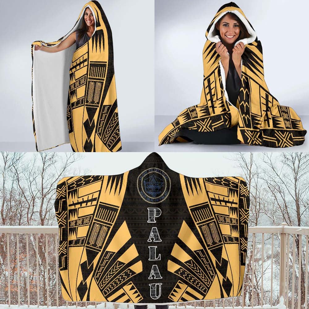 Palau Hooded Blanket - Polynesian Tattoo Gold