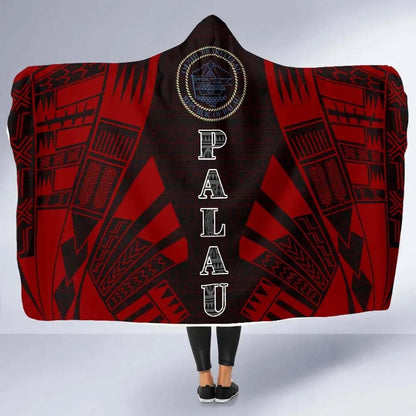 Palau Hooded Blanket - Polynesian Tattoo Red