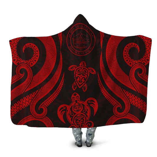 Palau Hooded Blanket - Red Tentacle Turtle