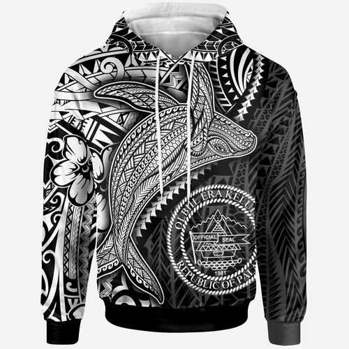 Palau Hoodie - Humpback Whale & Coat of Arms White