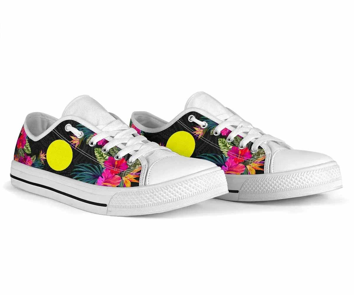 Palau Low Top Shoes - Hibiscus Polynesian Pattern