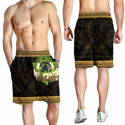Palau Men Shorts - Polynesian Gold Patterns Collection