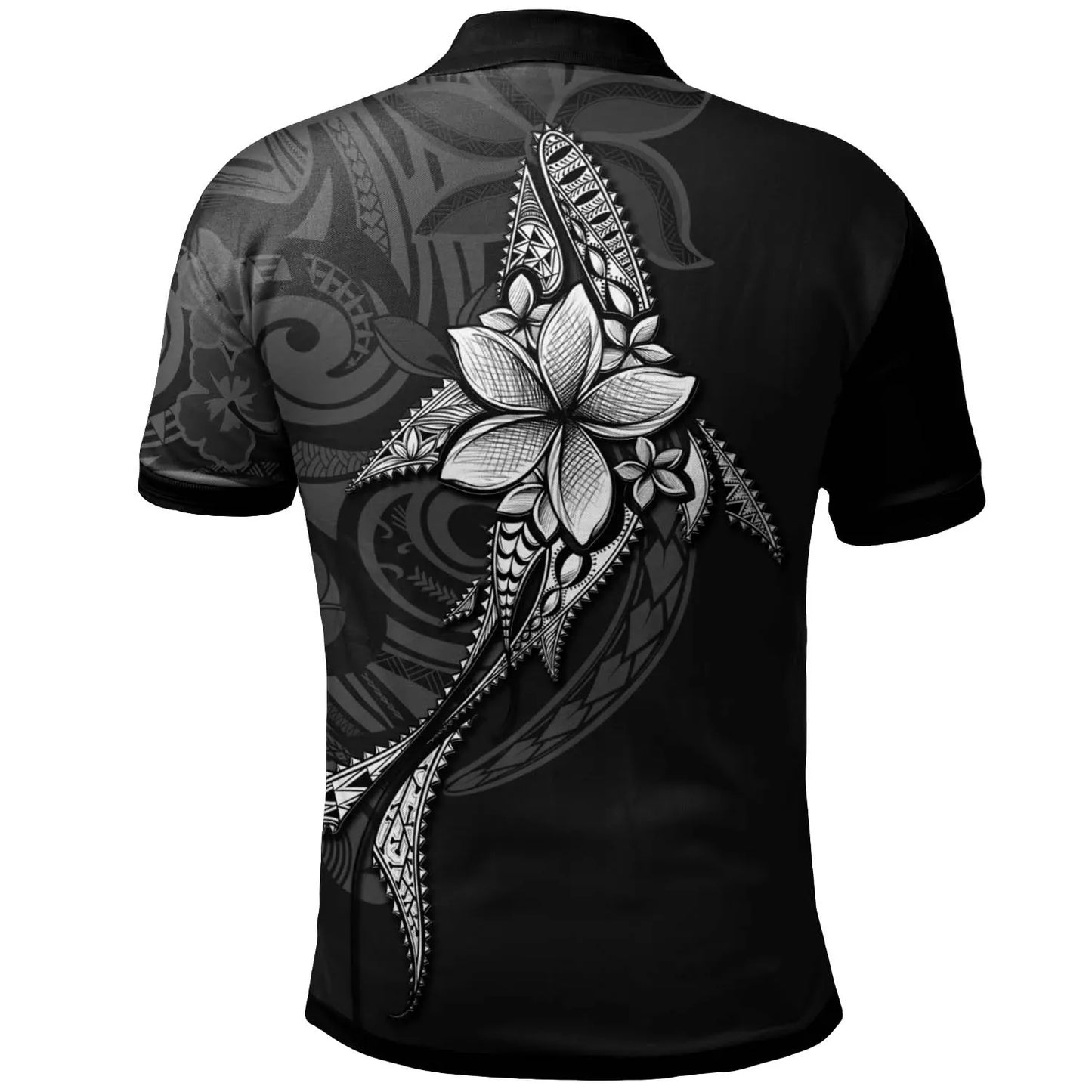 Palau Polo Shirt - Fish With Plumeria Flowers Style