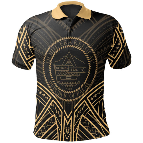 Palau Polo Shirt - Palau Seal Gold Tribal Patterns