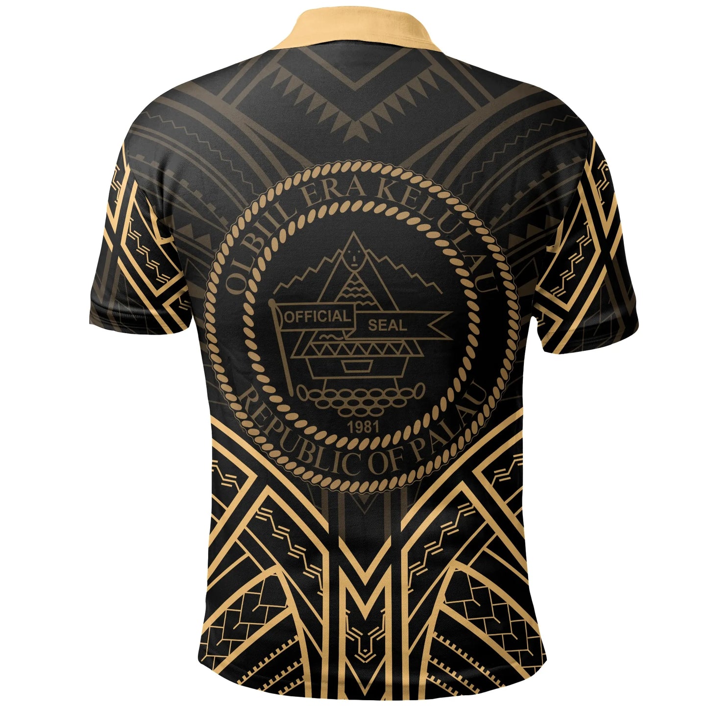 Palau Polo Shirt - Palau Seal Gold Tribal Patterns