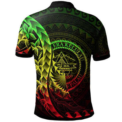 Palau Polo Shirt - Polynesian Pattern Style Reggae Color