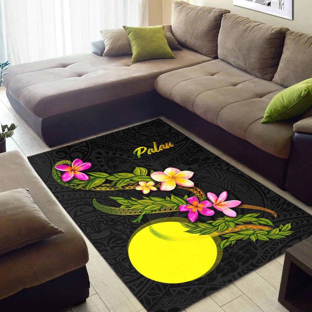Palau Polynesian Area Rug - Plumeria Tribal
