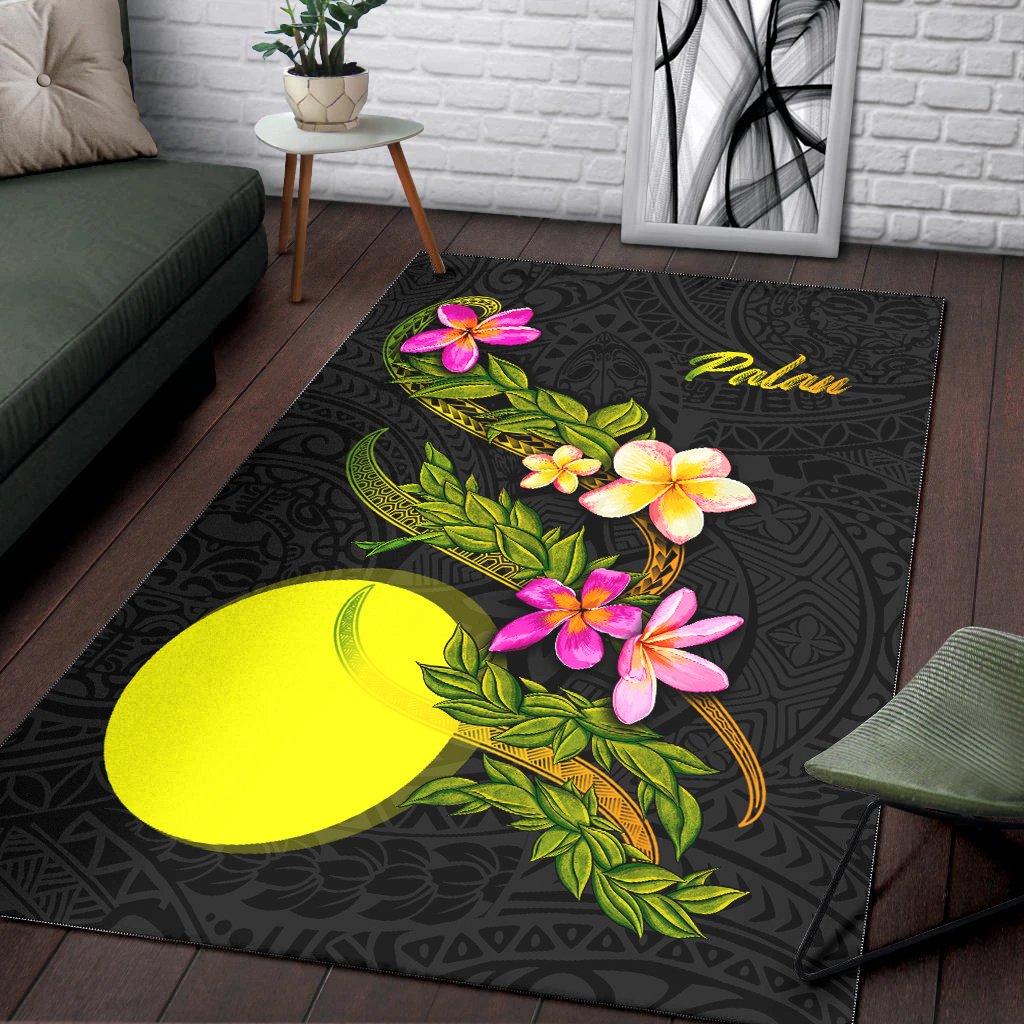 Palau Polynesian Area Rug - Plumeria Tribal