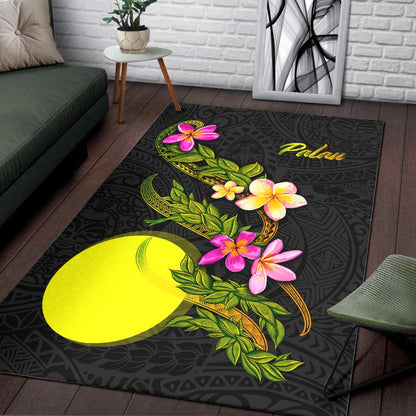 Palau Polynesian Area Rug - Plumeria Tribal