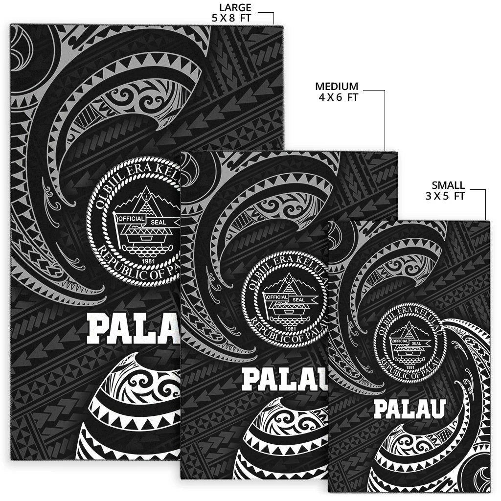 Palau Polynesian Area Rug - White Tribal Wave