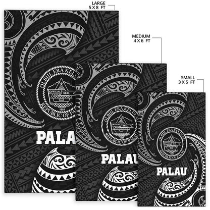 Palau Polynesian Area Rug - White Tribal Wave
