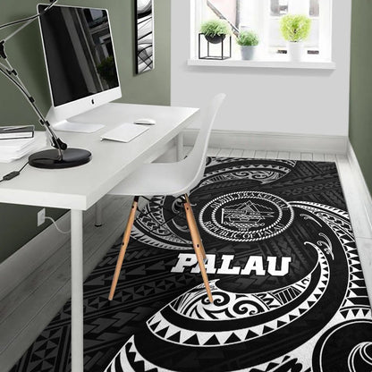 Palau Polynesian Area Rug - White Tribal Wave