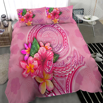 Palau Polynesian Bedding Set - Floral With Seal Pink