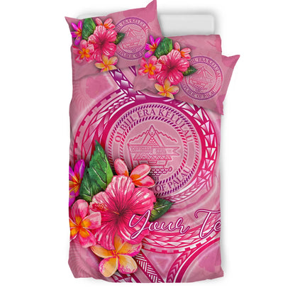 Palau Polynesian Bedding Set - Floral With Seal Pink