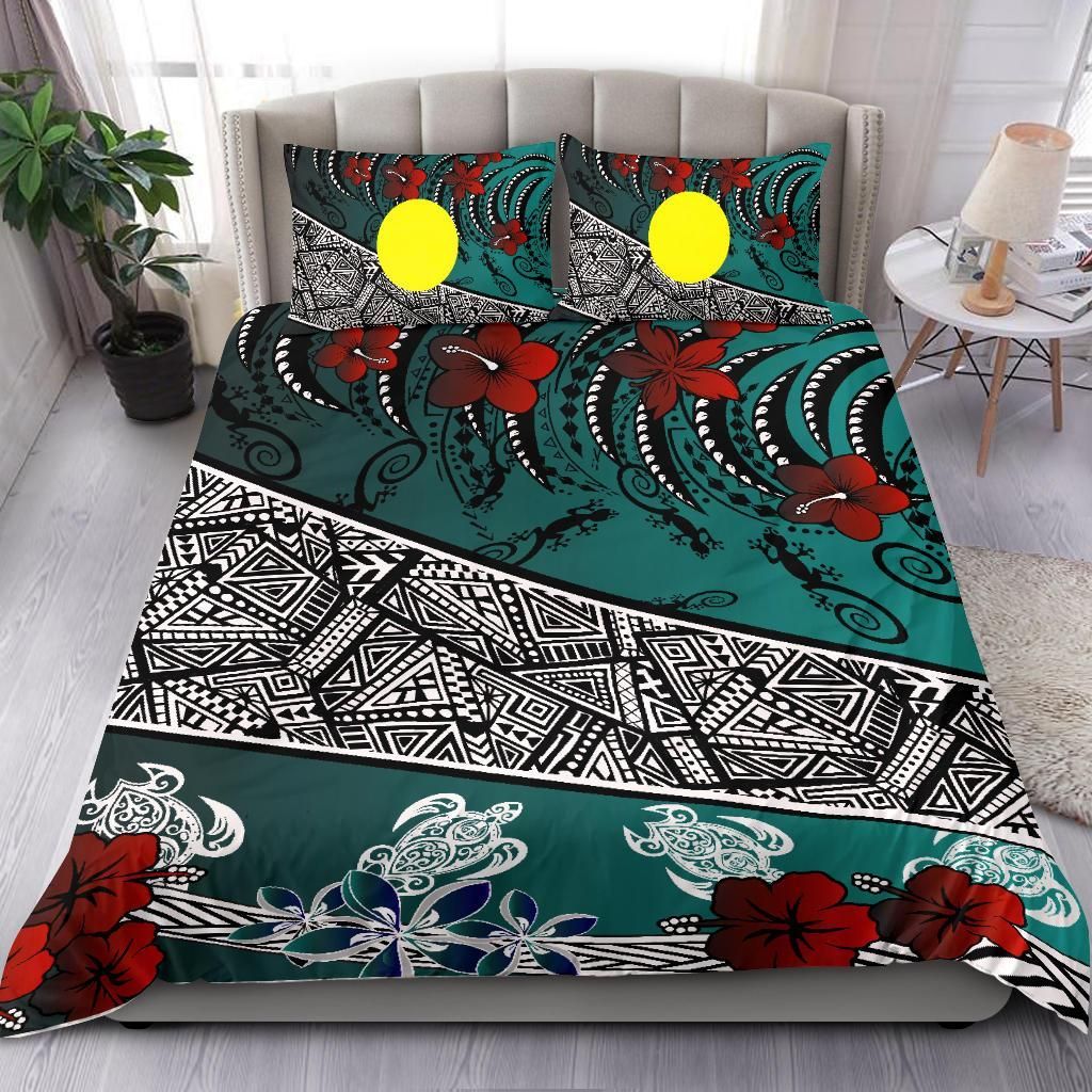 Palau Polynesian Bedding Set - Lizard And Turtle Green