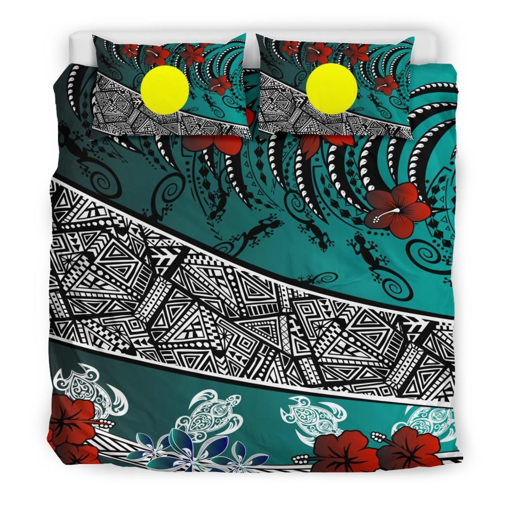 Palau Polynesian Bedding Set - Lizard And Turtle Green