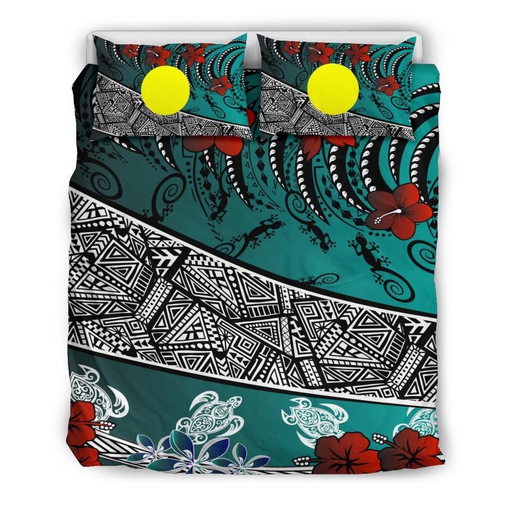 Palau Polynesian Bedding Set - Lizard And Turtle Green