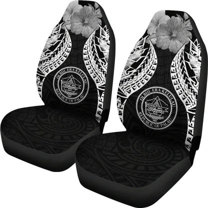 Palau Polynesian Car Seat Covers Pride Seal And Hibiscus Black