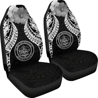 Palau Polynesian Car Seat Covers Pride Seal And Hibiscus Black
