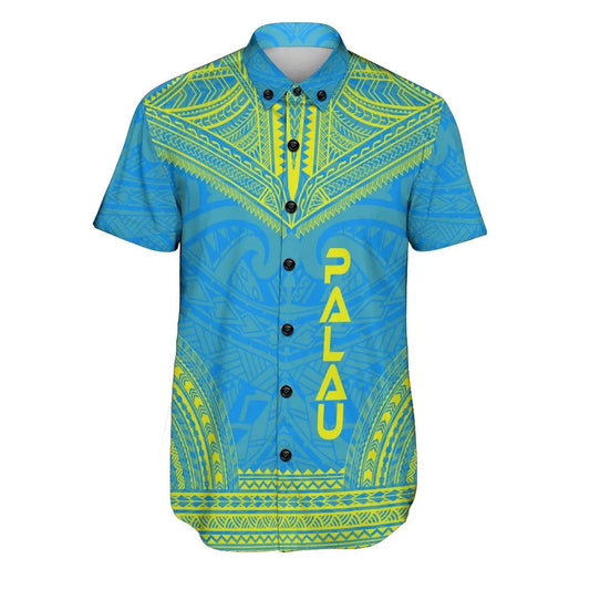 Palau Polynesian Chief Short Sleeve Shirt - Flag Version
