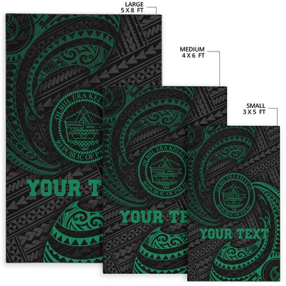 Palau Polynesian Custom Personalised Area Rug - Green Tribal Wave