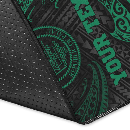 Palau Polynesian Custom Personalised Area Rug - Green Tribal Wave