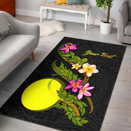 Palau Polynesian Custom Personalised Area Rug - Plumeria Tribal