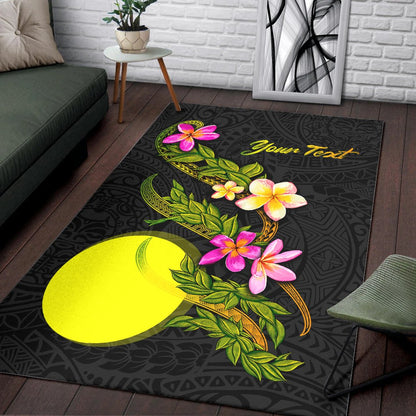 Palau Polynesian Custom Personalised Area Rug - Plumeria Tribal