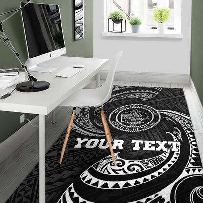 Palau Polynesian Custom Personalised Area Rug - White Tribal Wave