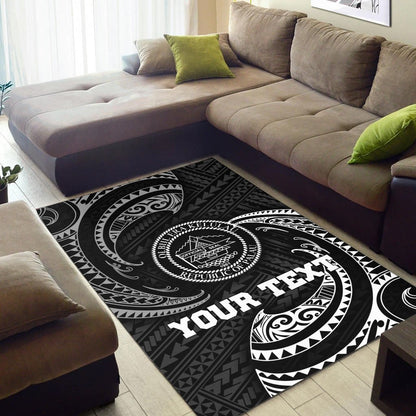 Palau Polynesian Custom Personalised Area Rug - White Tribal Wave