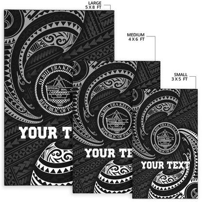 Palau Polynesian Custom Personalised Area Rug - White Tribal Wave