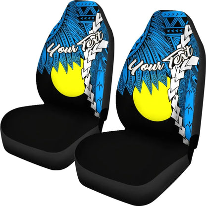 Palau Polynesian Custom Personalised Car Seat Covers - Tribal Wave Tattoo Flag Style