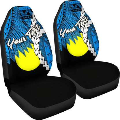 Palau Polynesian Custom Personalised Car Seat Covers - Tribal Wave Tattoo Flag Style