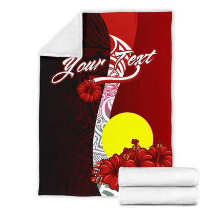 Palau Polynesian Custom Personalised Premium Blanket - Coat Of Arm With Hibiscus